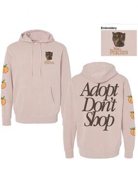 Miss Peaches 'Adopt Don't Shop' Peach Graphic Hoodie - in an creamy peach color